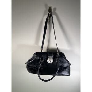 Etienne Aiguer PurseGenuine Leather shoulder handbag black with gold hardware.